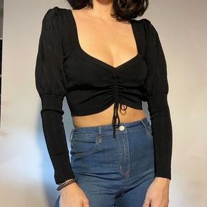 Zara lace up long sleeve crop top